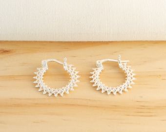 Ethnic round hoop earrings in solid 925 silver