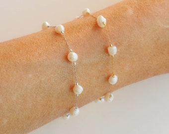 Bracelet de perles minimaliste en acier inoxydable et plaqué or 18K