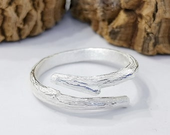 Wood Bague en argent 925 sterling massif