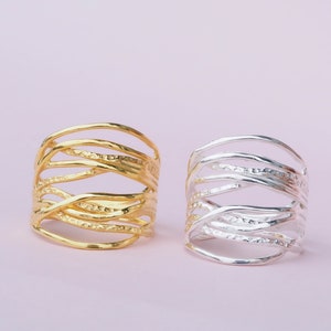 Massivt 925 sterlingsilver filigranring med flera strängar