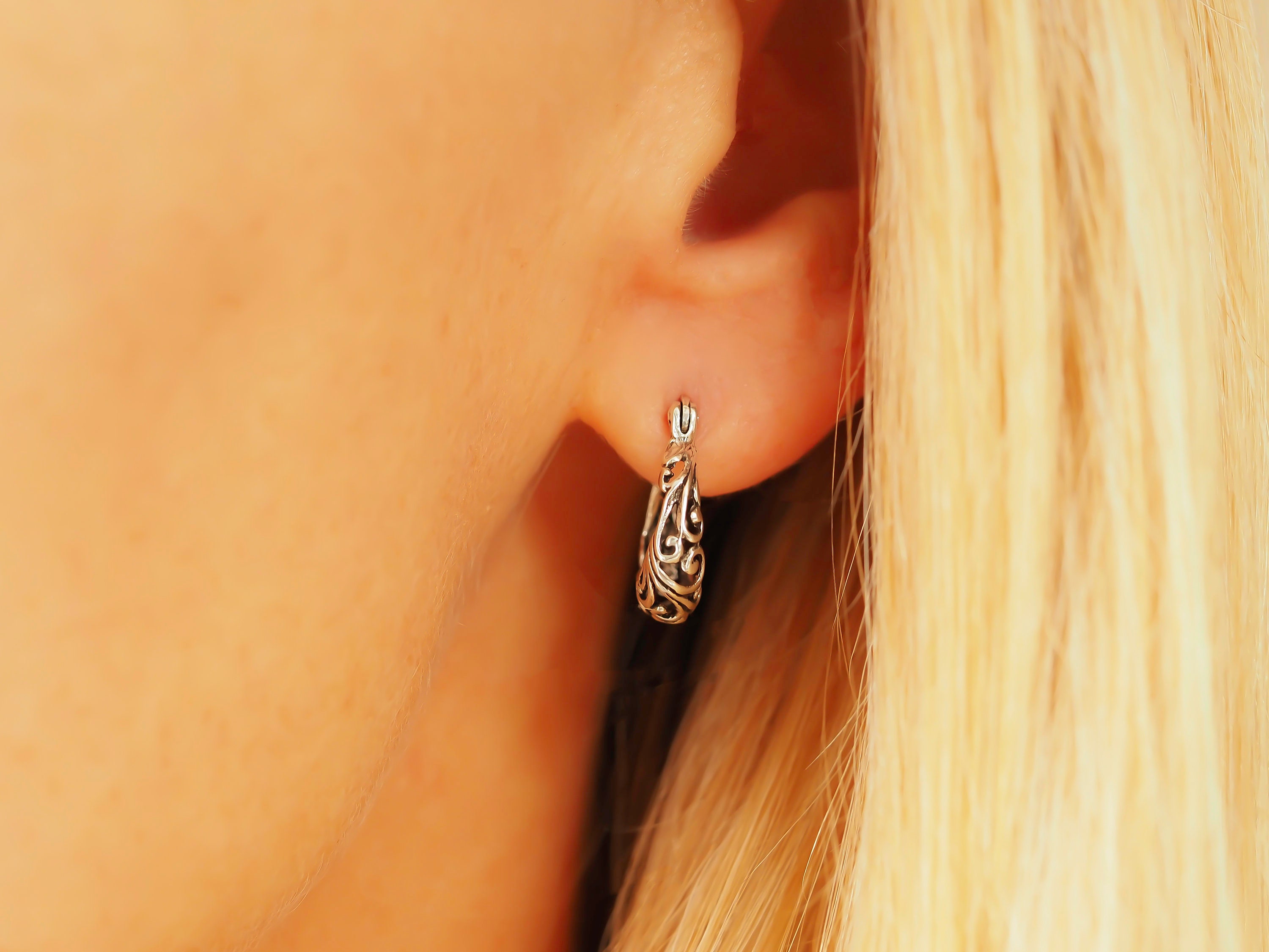 Boucles D'oreilles Créoles Ethniques En Argent – Style Pendantes, Dormeuses, Début XXe Siècle