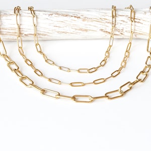 18K gold-plated stainless steel paperclip chain