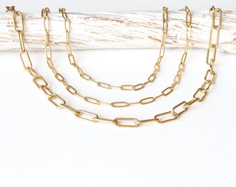 18K gold-plated stainless steel paperclip chain