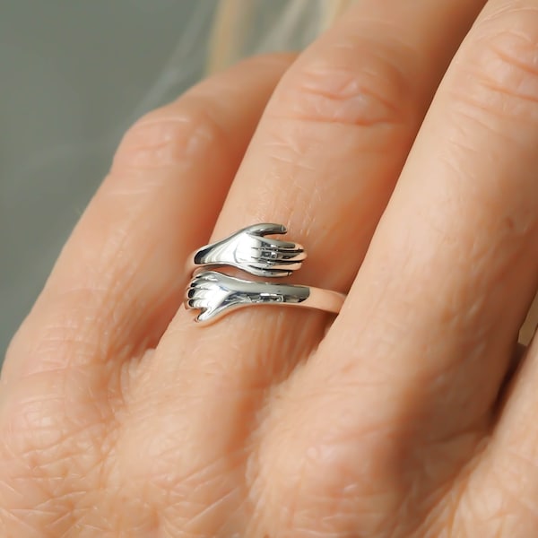 Bague calin ajustable en argent 925 sterling massif