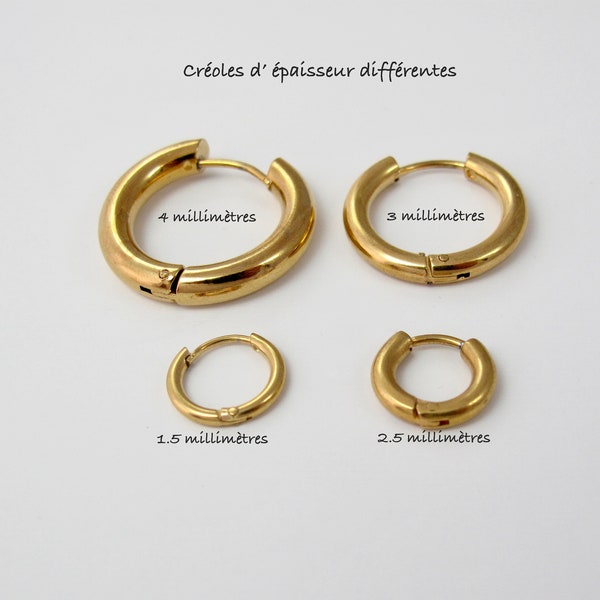 18K gold-plated stainless steel hinged hoop earrings
