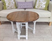 SOLD example - Shabby Chic, country style gate leg oak side coffee table