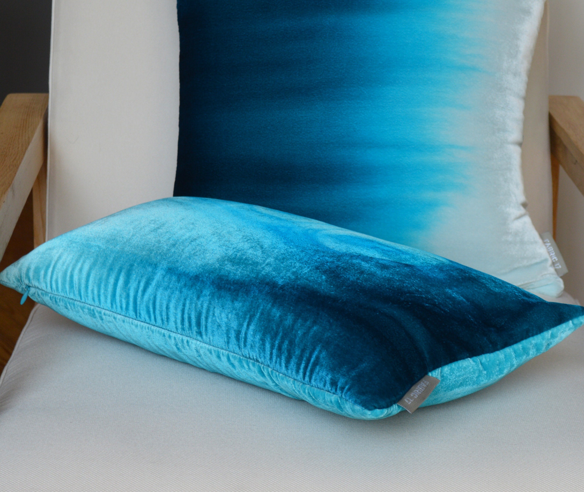 Blue Velvet Lumbar Pillow Cover 11 X 20 Hand Etsy