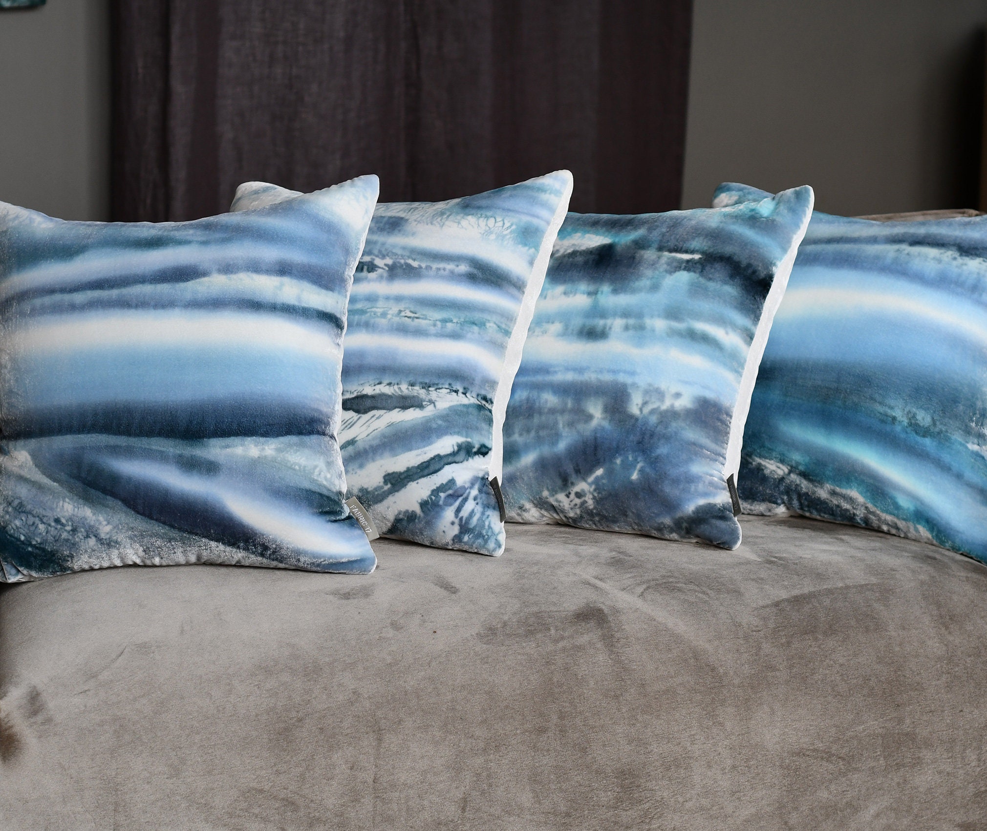 Blue Velvet Throw Pillow Cover 19 X 19 Hand Dyed Etsy Canada