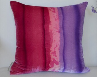 Silk Velvet Throw Pillow Cover 16" x 16" • Hand painted silk velvet by Fabric17 Studio • Violet & Burgundy Shades • Velvet throw pillow case