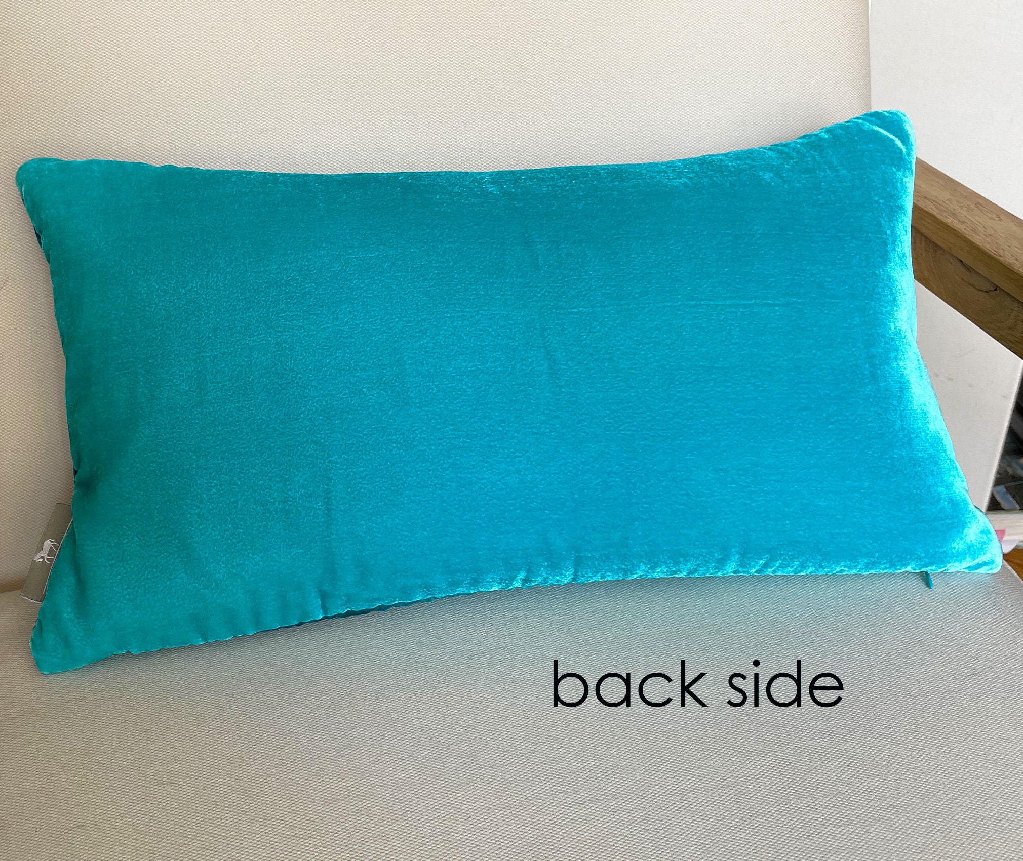 Blue Velvet Lumbar Pillow Cover 11 X 20 Hand Etsy