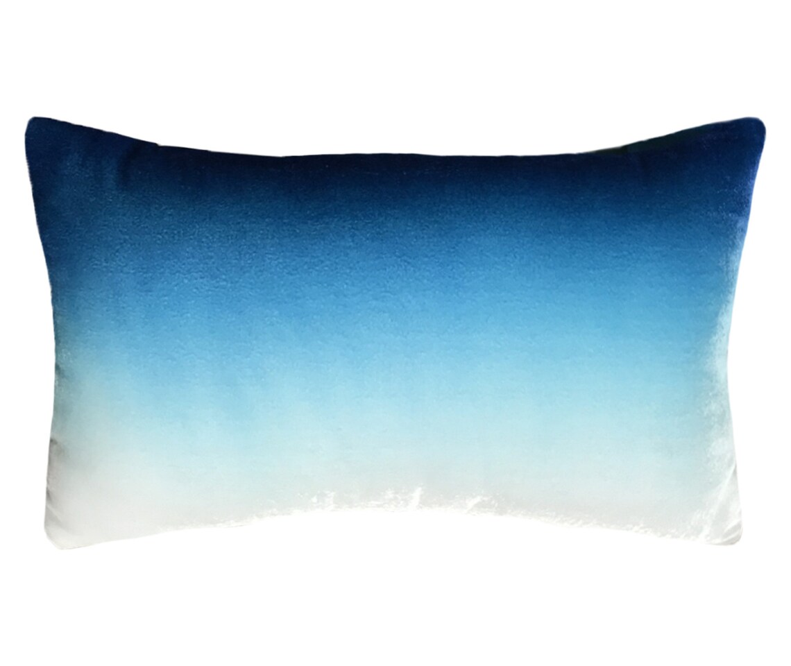 Blue Ombré Velvet Pillow Cover. Hand Painted Blue Ombre on Etsy
