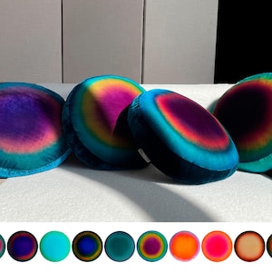 Ombré Round Velvet Pillows • FABRIC17 STUDIO Throw Pillows made of Hand-Painted Silk Velvet