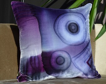 Purple Silk Velvet Throw Pillow Cover 18" x 18" • Hand painted silk velvet by Fabric17 Studio • Purple Abstract Art • Velvet pillow cover