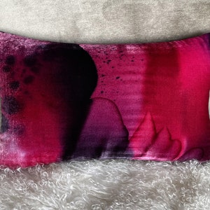Pink Velvet Lumbar Pillow Cover 12&quot; x 19&quot; • Hand painted silk velvet by Fabric17 Studio • Decorative cushion cover, pink velvet pillowcase