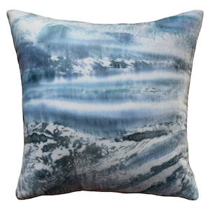 Blue Silk Velvet Throw Pillow Cover 19&quot; x 19&quot; • Hand dyed silk velvet by Fabric17 Studio • Blue accent cushion cover, velvet pillowcase