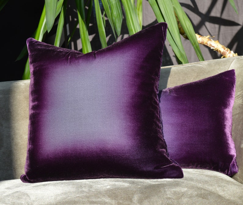 Purple Ombré Velvet Throw Pillow Cover Hand Dyed & Hand Etsy
