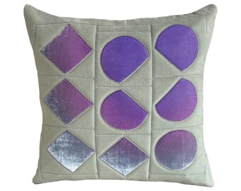 Faux Suede Throw Pillow Cover 16" x 16" • Light Olive Faux Suede by CHASE ERWIN & Purple Ombré Silk Velvet by FABRIC17STUDIO • READY_TO_SHIP