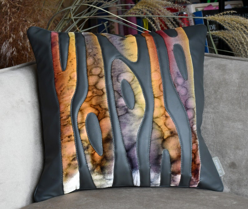 Luxurious Genuine Leather Throw Pillow Cover Gray Cowhide Etsy