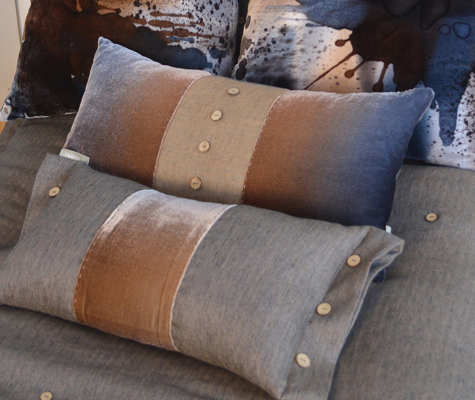 Lumbar Pillow Cover 12 x 24. Hand Dyed Brown Blue Etsy