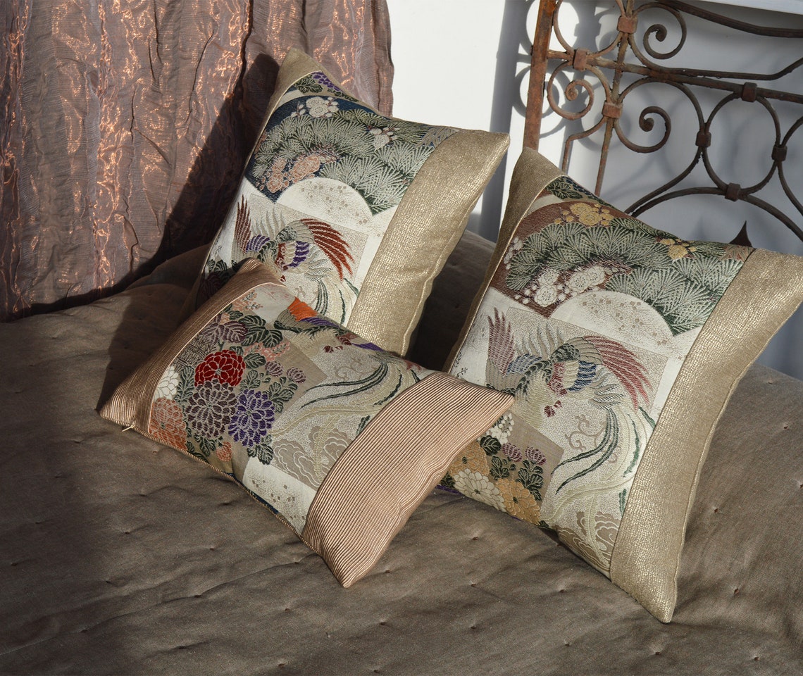 Decorative pillow cover. Vintage Japanese kimono silk Etsy