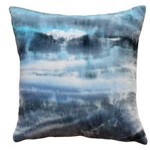 Blue Silk Velvet Throw Pillow Cover 19&quot; x 19&quot; • Hand dyed silk velvet by Fabric17 Studio • Blue accent cushion cover, velvet pillowcase