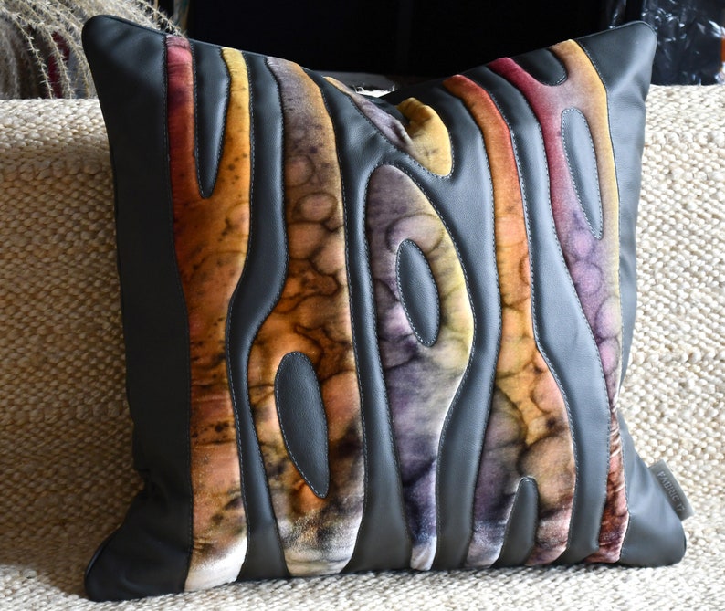 Luxurious Genuine Leather Throw Pillow Cover Gray Cowhide Etsy