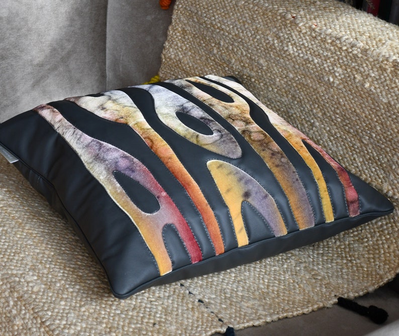 Luxurious Genuine Leather Throw Pillow Cover Gray Cowhide Etsy