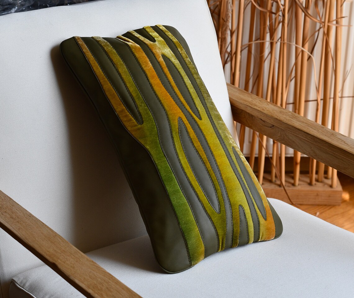 Genuine Leather Lumbar Pillow Cover 12 X 19 Etsy