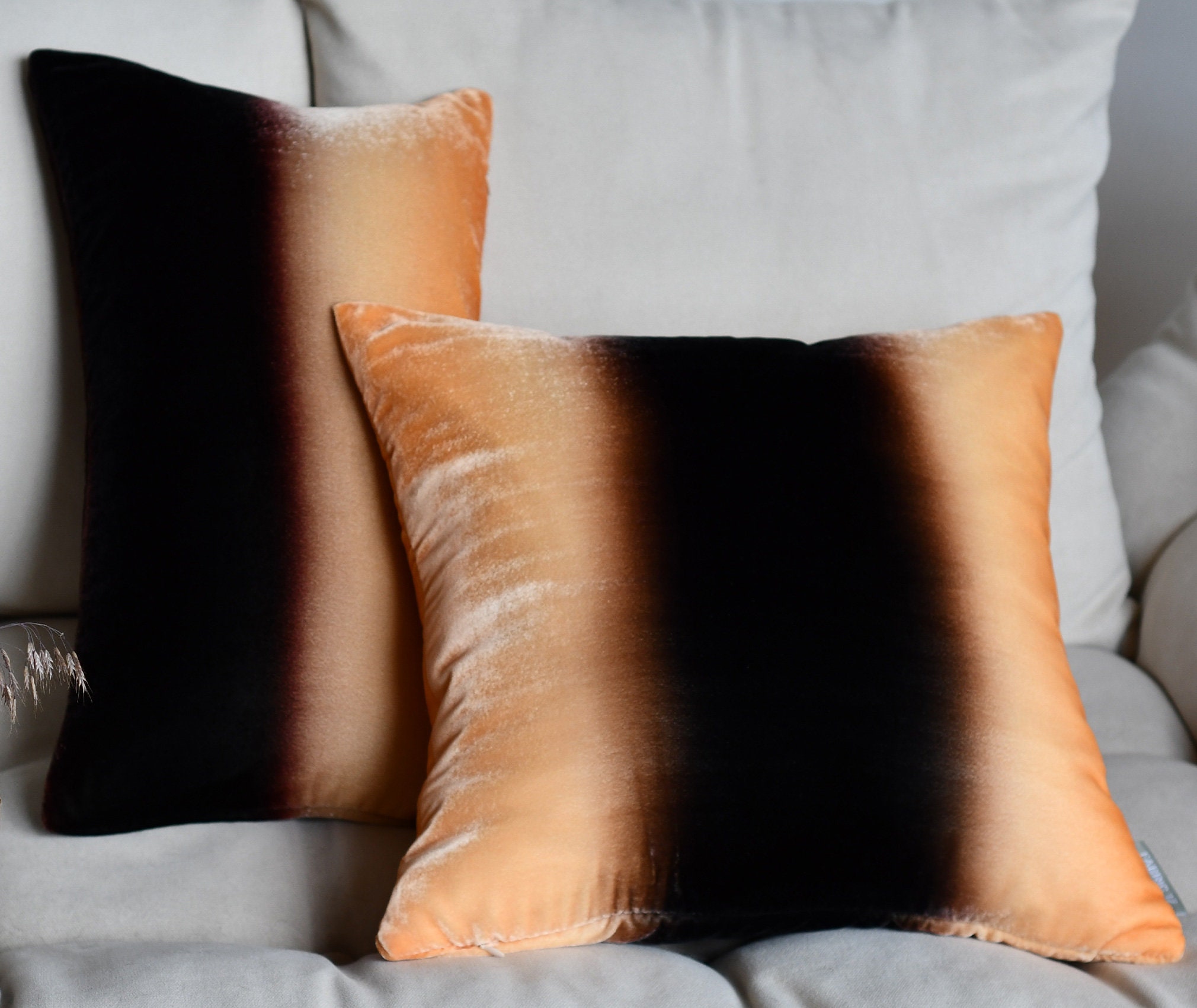 Ombre Velvet Throw Pillow Cover 18 x 18. Hand Dyed Etsy