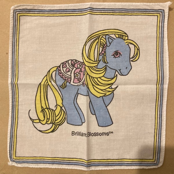Seltene Original Vintage 1980er Jahre My Little Pony Stoff Taschentuch Brilliant Blossoms