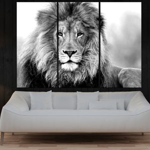Black and white lion wall art canvas print for living office , lion wall art print extra large wall art, lion canvas art, modern art 9s56