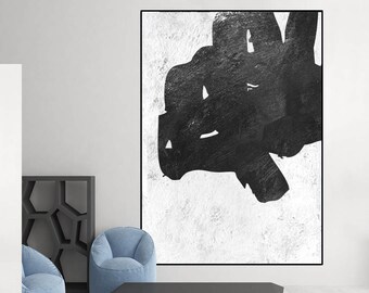 extra large original painting, geometric art black and white abstract painting, canvas art,  acrylic painting, modern Contemporary Painting