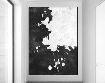 Original large abstract painting on canvas, oversize wall art, huge large canvas print contemporary wall art, Black and White,