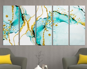 Abstract wall art  turquoise | Modern Wall Art, Abstract Print | Office Painting | Large Wall Art| Large Abstract Canvas Home Decor ab126