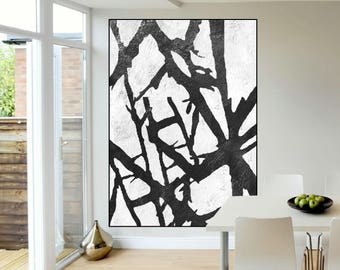 abstract painting, extra large wall art, original painting on canvas, acrylic painting black and white wall art, large abstract art,