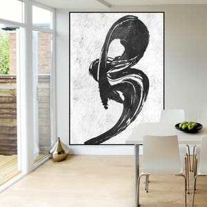 Black and white Large abstract Painting canvas wall art, original abstract painting, extra large wall art canvas painting Signed