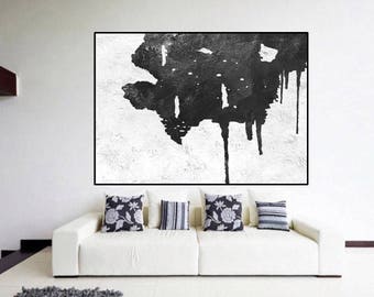 black and white abstract painting, extra large art, original Acrylic painting, canvas art,  art for big wall, modern Contemporary Painting