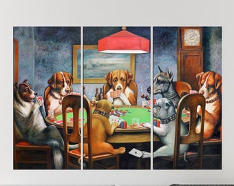 dogs playing poker wall art canvas print framed dogs wall art multi panel canvas print extra large wall art game room wall art df159