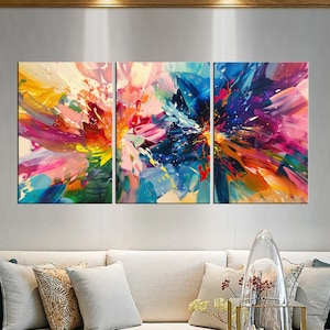 Vibrant color Canvas Art print - Modern Abstract Painting, Original Oversized Wall Art, Large Colorful Wall Art Canvas living room art md8