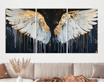 Angel Wings Canvas Wall Art - Abstract Oil Painting canvas Print, Christian Religious Decor, Extra Large Wall Art, Angel Wings Decor md7