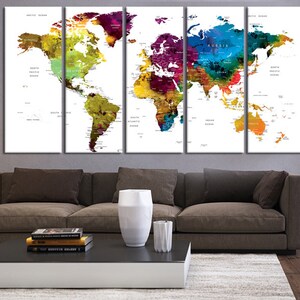 Push Pin Travel World Map Canvas Print World Map Wall Art Set | Etsy
