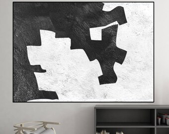 extra large painting, black and white wall art original painting,  Acrylic painting, canvas art,  art for big wall, Contemporary Painting