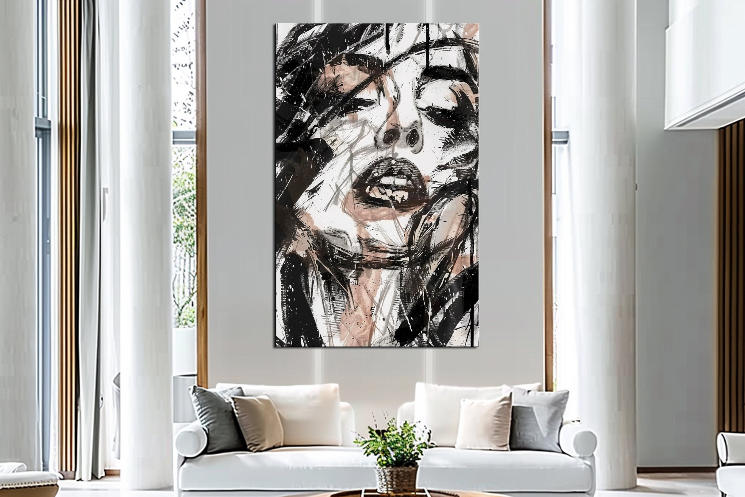 Tableau Pop Art Sur Toile – Portrait Abstrait Femme – Déco Murale Moderne (neuf)