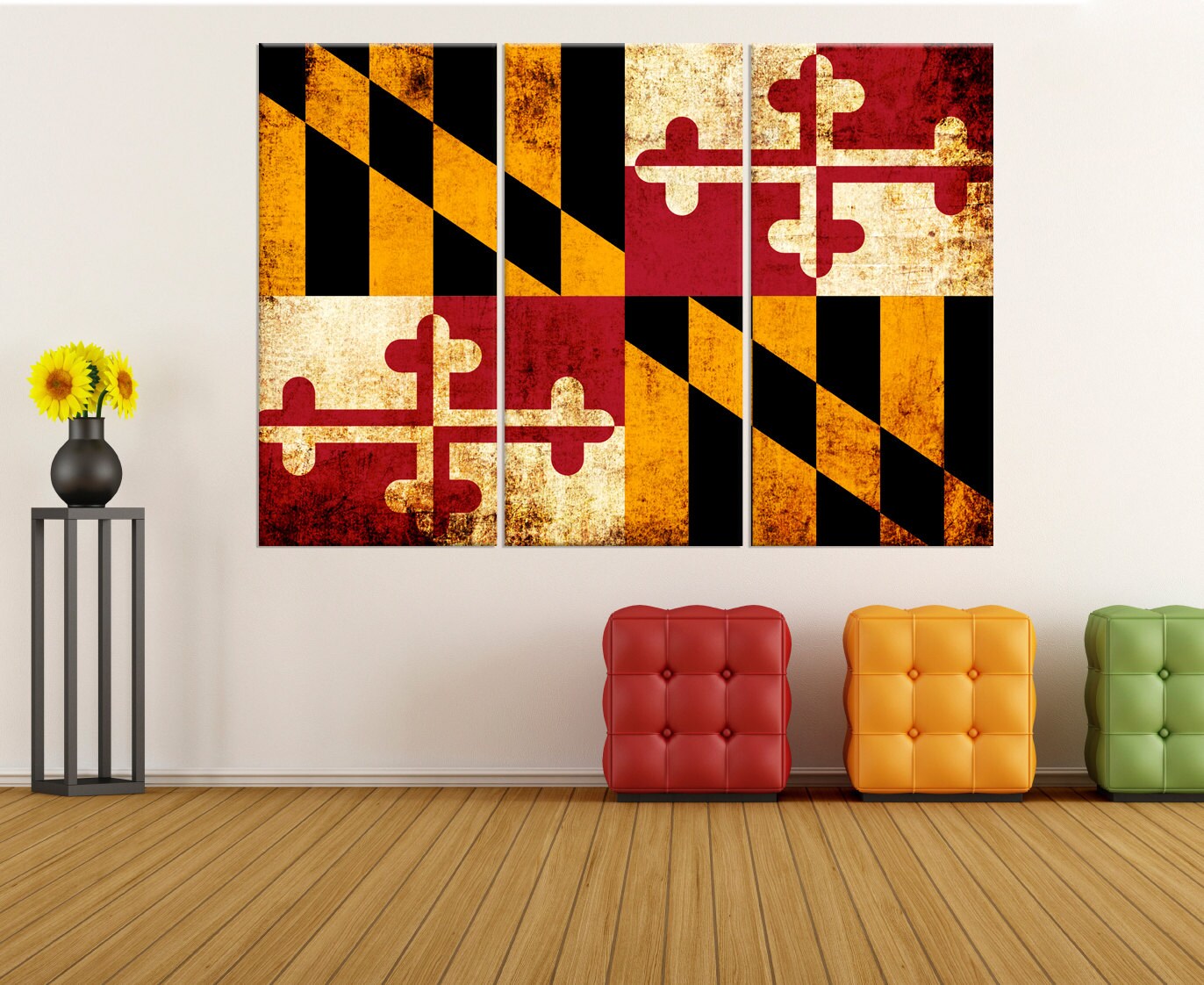 Maryland State Flag Wall Art Canvas Print Stretched Flag Etsy UK