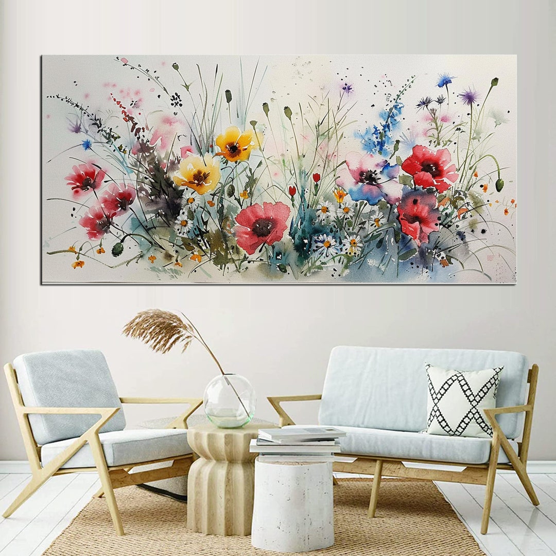 Colorful Wildflower Watercolor Wall Art | Floral Framed Canvas Print ...