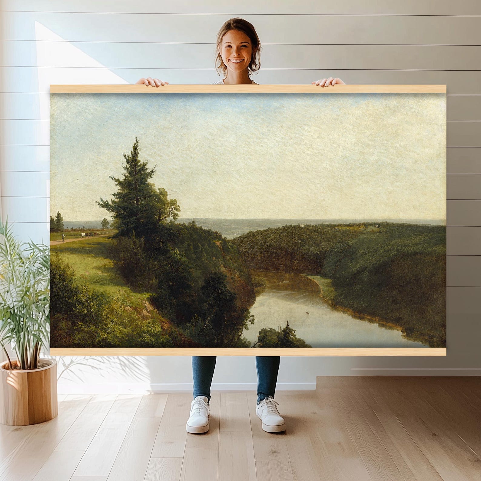 Panoramic Riverside Landscape Wall Art | Oversized Canvas Print ...