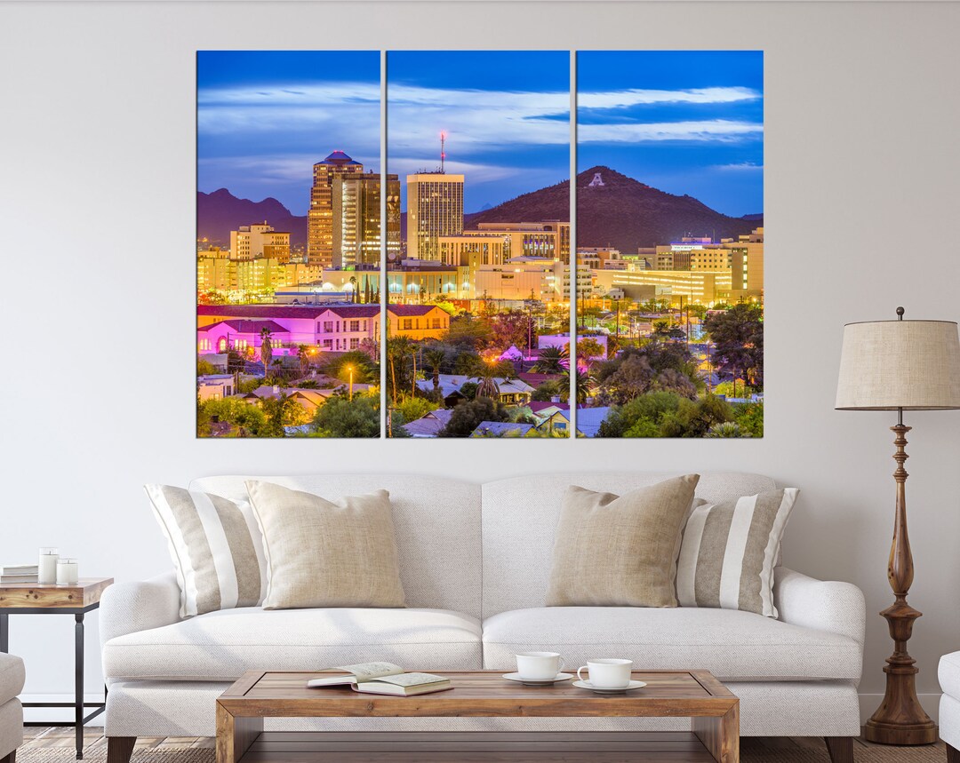 Tucson Arizona Skyline Wall Art Canvas Tucson Wall Art Etsy
