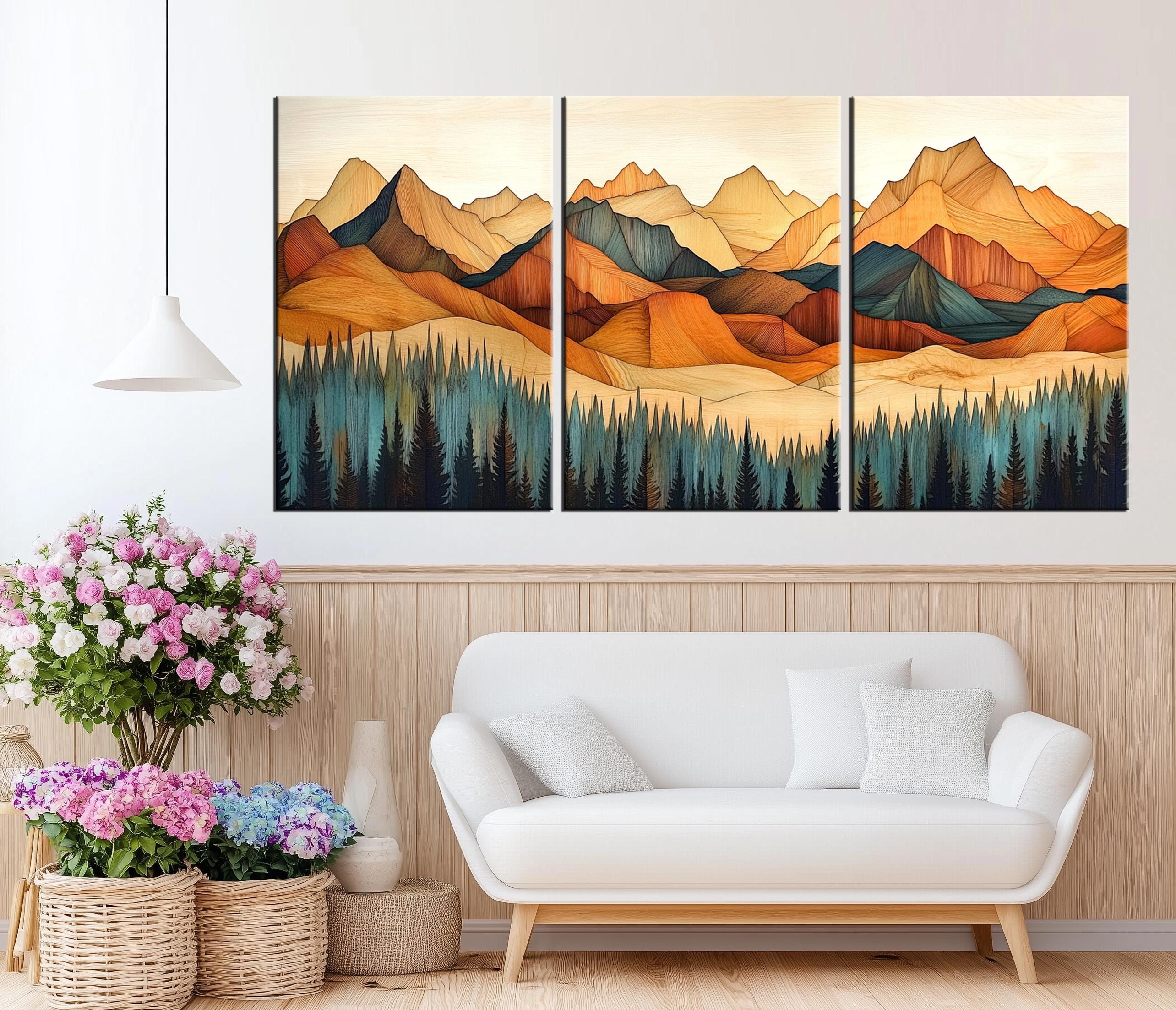 Majestic Mountain Range Canvas Print | Rustic Landscape Wall Art ...