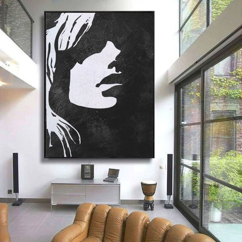 Oversized neutral abstract wall art for modern home