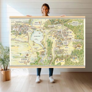 Extra Große Peter Rabbit Aquarell Landkarte | Beatrix Potter Weltkarte Textil Wandbehang | Kinderzimmer Kunst | Print Wandbehang hn66